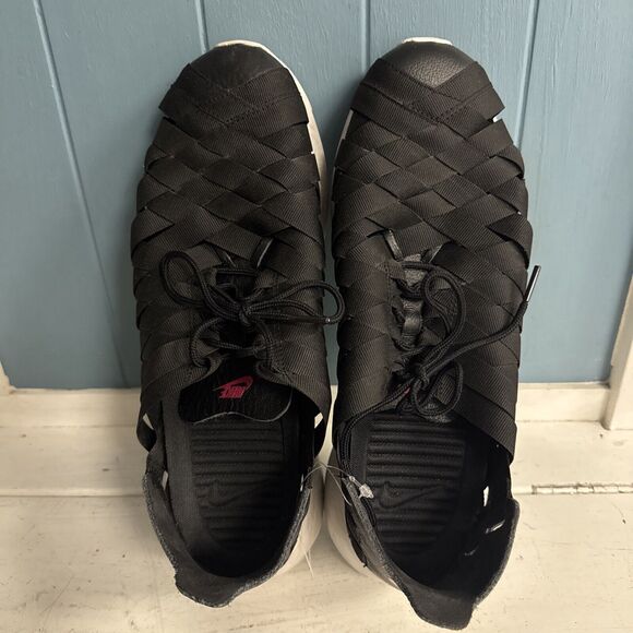 Nike‎ Mens 10 Roshe Run Running Shoes Black 555602-002 Low Top Woven Lace Up - Picture 8 of 10